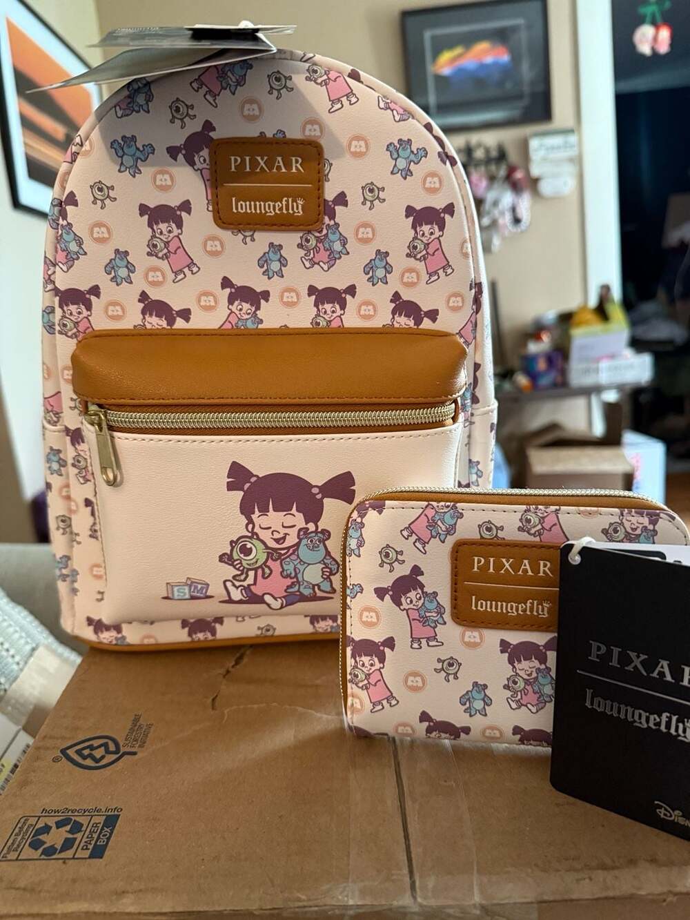Loungefly Pixar Monsters Inc. Boo Mini Backpack and Wallet Set - Picture 2 of 2
